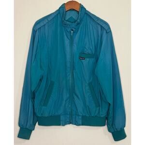 Vintage Members Only Jacket Men's Medium Teal Green Heavily Used Functional 80s